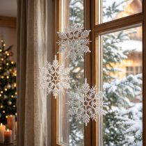 Itens Decoração de floco de neve para pendurar decoração de inverno branco 30cm 3 peças