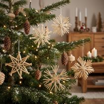 Itens Estrelas de palha de Natal, decorações para árvores de Natal 8 cm, 12 peças
