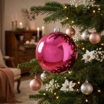 Itens Bola de Natal grande de plástico bola de árvore de Natal rosa Ø14cm