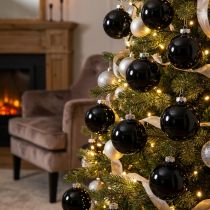 Itens Bolas de Natal pretas bolas de vidro para árvores Ø6cm 24 un