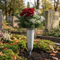 Itens Vaso grave prateado 28,5cm