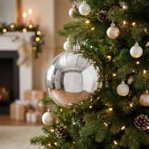 Itens Bola de Natal de plástico pequena Ø14cm prateada