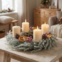 Itens Grinalda decorativa de larício guirlanda de agulha artificial coberta de neve branco cinza Ø32cm