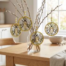 Itens Abelha para pendurar pingente de decoração primavera de madeira Ø12cm 4uds