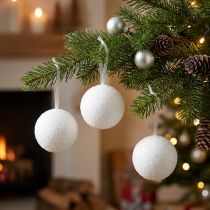 Itens Cabide decorativo para bolas de neve, neve artificial Ø5,5cm 6 unidades