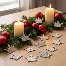 Itens Coroa de decoração dispersa Natal madeira glitter B4cm 72 un