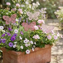 Itens Estaca de jardim borboleta metal rosa H30cm 6 pçs
