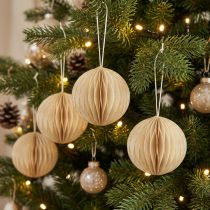 Itens Bolas de favo de mel creme de natal glitter Ø7cm 4 unidades