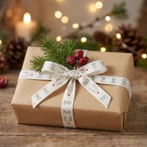 Itens Fita para presente Natal Fita de Natal Hohoho branca 15mm 20m