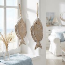 Itens Suporte decorativo de madeira para peixes, 21 cm, 2 peças