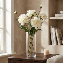 Itens Flor artificial Dahlia White Flor artificial com botão H57cm