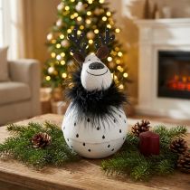 Itens Rena decorativa, decoração de Natal, figura decorativa em metal, Advento branco, preto Alt.15,5cm Ø8cm