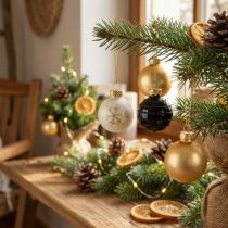 Itens Mini bolas de Natal vidro branco preto ouro Ø3cm 9 un