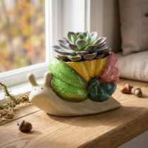 Itens Vaso decorativo em forma de caracol, vaso de cerâmica para flores, colorido, 19×8,5×11cm