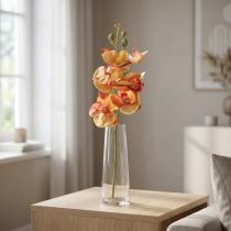 Itens Orquídea artificial Phalaenopsis flamejada vermelha amarela 78cm