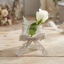 Itens Fita decorativa renda bege cinza 22mm 20m