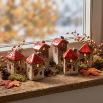 Itens Casa de cerâmica com janela de telhado vermelha e coração - 6 cm - Decoração idílica para casa e jardim - 6 peças