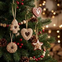 Itens Conjunto de 12 enfeites artificiais de Natal para biscoitos e árvores, estilo campestre.
