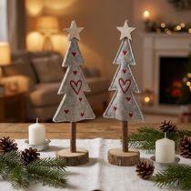 Itens Árvore de natal feita de feltro com corações cinza vermelho 28 cm 4 unidades