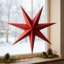 Itens Enfeite decorativo em forma de estrela, feito de papel com cordão de juta, 75 cm.