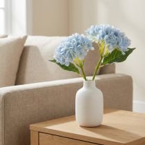 Itens Flores artificiais de hortênsia, com design realista, para decoração de sala de estar, 34 cm, conjunto de 3 peças.