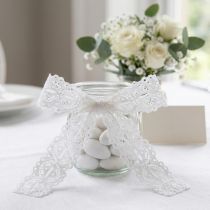 Itens Fita decorativa de algodão com padrão de renda em rolo para trabalhos manuais e decoração, 25 mm de largura, 10 m de comprimento.