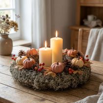 Itens Guirlanda de musgo natural cinza Ø30cm - Guirlanda decorativa para mesa e porta, decoração de outono e Natal.