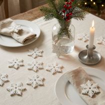 Itens Flocos de neve madeira 4cm branco com mica 72 un
