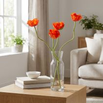 Itens Papoilas flores artificiais artificiais laranja 58 cm – 74 cm 3 unidades