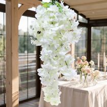 Itens Ramo de flor de cerejeira com 5 ramos brancos artificiais 75cm