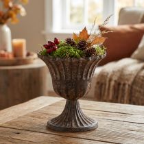 Itens Vaso decorativo copo metal marrom antigo Ø14cm Alt.12cm