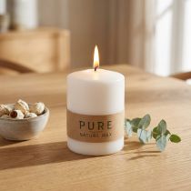 Itens Vela pilar PURE Nature, vela natural sustentável feita de estearina e cera de colza 90/70mm