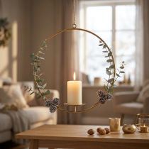 Itens Castiçal para pendurar decoração em metal dourado vintage Ø38/H48cm