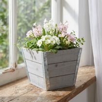 Itens Caixa de flores plantador de madeira shabby chic cinza 19x19x15.5cm