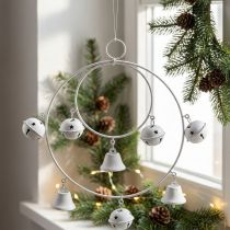 Itens Anel com sinos, decoração do Advento, coroa do anel, decoração de metal para pendurar Branco A22,5cm L21,5cm