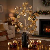Itens Gingko ramo decorativo planta artificial bronze glitter 84 cm