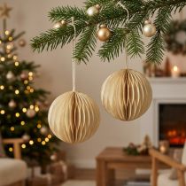 Itens Bolas de favo de mel Bolas de favo de mel Natal creme dourado Ø8cm 4 unidades
