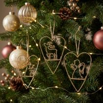 Itens Decorações para árvores de Natal coração metal corações decoração dourada 12 cm 6 unidades