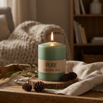 Itens Vela pilar PURE verde esmeralda Velas Wenzel 90/70mm