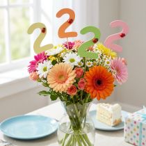Itens Plugues numéricos aniversário 2 plugues de flores madeira 27,5cm 16 un