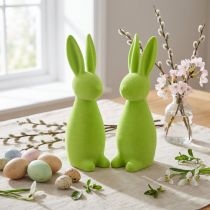 Itens Coelhinhos flocados, verde-maçã, decoração de mesa de Páscoa, 8×10×29cm, 2 peças