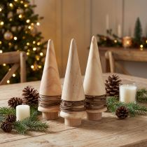 Itens Mini árvore de natal decoração em madeira decoração de mesa natural H13,5cm 3 peças