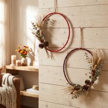 Itens Anel decorativo de juta laço de decoração vermelho vermelho escuro Ø30cm 4 unidades