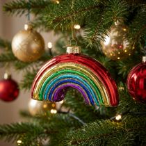 Itens Ornamento de arco-íris de vidro - decoração festiva de árvore de Natal com cores brilhantes
