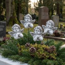 Itens Decoração de túmulo anjo em palito para arranjo 5,5 cm 4 unidades