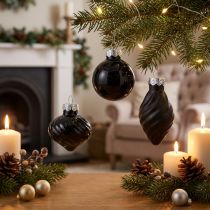 Itens Mini bolas de árvore de natal vidro cebola preta Ø3cm 9 un