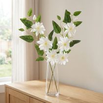 Itens Ramo artificial de clematis com flores para decoração elegante e de baixa manutenção, 81 cm, 2 peças.