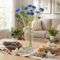 Itens Flor artificial de centáurea para decoração elegante de sala de estar, ideal para o verão, 68 cm, conjunto de 4 peças.