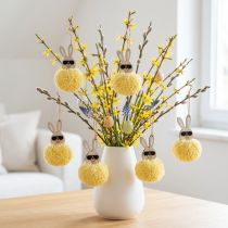 Itens Decoração de Páscoa Coelho para Pendurar, Coelho Fofinho, Amarelo, Ø7cm, 6 Peças