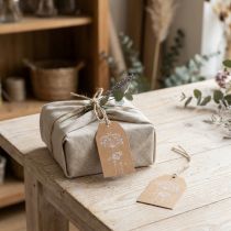 Itens Etiquetas para presente papel flores marrons 8×5cm 24 un
